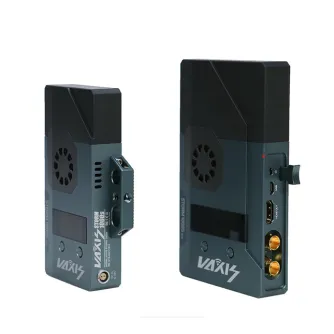 Набор беспроводной видеотрансляции Vaxis STORM 1000S с передатчиком и двумя приемниками, спереди и сзади, HDMI/SDI разъемами, LCD-дисплеями и вентиляторами охлаждения для профессиональной передачи видео в разрешении 1080p60