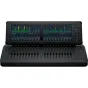 Панель управления Blackmagic Design Fairlight Live Audio Panel 20 с 20 моторизованными фейдерами и двумя сенсорными экранами 11.6 дюймов для прямого микширования звука, отображается активный интерфейс микширования и передняя пан