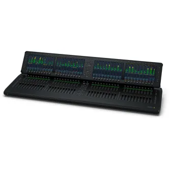 Blackmagic Design Fairlight Live Audio Panel 40 with 40 motorized faders and four 11.6-inch touchscreens for professional live audio mixing
