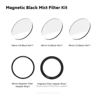 Vaxis VFX 95mm magnētiskais melnais miglas filtru komplekts ar trim difūzijas spēku līmeņiem (1/8, 1/4, 1/2) un magnētiskajiem adapteru gredzeniem ātrai montēšanai uz objektīviemVaxis VFX 95mm magnētiskais melnais miglas filtru komplekts ar trim difūzijas spēku līmeņiem (1/8, 1/4, 1/2) un magnētiskajiem adapteru gredzeniem ātrai montēšanai uz objektīviem