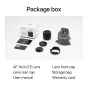 Viltrox AF 14mm f/4.0 FE ultraplata objekīva pilnā komplektācija ar priekšējo un aizmugurējo vāciņu, foku, nēsāmu somu, lietošanas instrukciju un garantijas karti