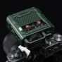 Viltrox Spark Z3-F zaļā TTL zibspuldze uz Fujifilm kameras ar caurspīdīgu kondensatoru logu un karstā pēda savienojumu