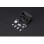 DJI Mic Mini 2 bezvadu mikrofona komplekts ar atvērtu uzlādes korpusu, kurā redzams uztvērējs, divi pārraidītāji ar mīkstajiem vējiem, magnētiskie vāciņi un aksesuāri