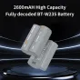 ZGCINE BT-W235 2600mAh fully decoded Fujifilm NP-W235 replacement battery, high-capacity Li-ion power for X-T4, X-T5, X-H2, X-H2S cameras, ultra-fast charging compatible with ZGCINE chargers, grey battery with safety protection