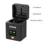 ZGCINE Charging Case for Canon LP-E17 battery with USB-C fast charging, featuring dual battery slots, OLED display, and storage for 2 SD, 2 TF, and 1 CFE Type-B memory cards