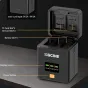 Зарядный кейс ZGCINE для GoPro 13 с OLED-дисплеем, тремя слотами для батарей и двойным хранилищем для SD/TF карт - открытый вид с внутренним расположением