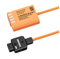 ZGCINE D-Tap uz DMW-BLK22 baterijas dummy kabeļa adapteris ar oranžu bloku, kurā ir specifikācijas un drošības sertifikāti, un melnu D-Tap male savienotāju ar ZGCINE logotipu, paredzēts profesionālām video kamerām.ZGCINE D-Tap uz DMW-BLK22 baterijas dummy kabeļa adapteris ar oranžu bloku, kurā ir specifikācijas un drošības sertifikāti, un melnu D-Tap male savienotāju ar ZGCINE logotipu, paredzēts profesionālām video kamerām.