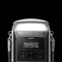 Портативная электростанция EcoFlow TRAIL 300 Plus спереди с подсветкой верхней панели, цифровой дисплей показывает 99 часов времени работы, 100% заряд батареи и несколько портов USB-C и USB-A для зарядки на открытом воздухе