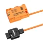 ZGCINE DT-LPE6P dummy battery cable featuring D-TAP input and LPE6 Canon battery form-factor connector, with a 180-degree rotatable male connector, anti-reverse indicator light, and 8.4V/3A output for continuous power supply