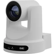PTZOptics PT20X-SE-WH-G3 professional PTZ camera with 20x optical zoom, 1080p at 60 fps, sleek white design, HDMI/SDI/USB outputs, front and side viewPTZOptics PT20X-SE-WH-G3 professional PTZ camera with 20x optical zoom, 1080p at 60 fps, sleek white design, HDMI/SDI/USB outputs, front and side view