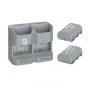 ZGCINE PC2-LPE6P dual-slot camera battery charger case with 2x 2600mAh LP-E6P gray batteries, front and side view showing charging ports and compact design