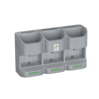 ZGCINE PC3-LPE6 portable charging case for Canon LP-E6 batteries with three compartments, green power indicators, and a compact travel design