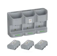 Зарядный кейс ZGCINE PC3-LPE6P для трех аккумуляторов LP-E6P с зелеными индикаторами заряда, компактный серый корпус для камер Canon, Blackmagic и Z CAM, в комплекте три батареи емкостью 2600mAhЗарядный кейс ZGCINE PC3-LPE6P для трех аккумуляторов LP-E6P с зелеными индикаторами заряда, компактный серый корпус для камер Canon, Blackmagic и Z CAM, в комплекте три батареи емкостью 2600mAh