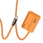 ZGCINE PD-W235 dummy battery with USB-C input, orange braided cable, close-up view of the power adapter for cameras and video equipment