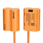 ZGCINE PD-W235 dummy battery with USB-C PD input for reliable power supply, featuring front and back views with detailed specifications and a braided cable connection.