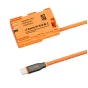 ZGCINE USB-C uz LPE6 dublbaterijas kabelis ar 60 cm oranžo pītā kabeļa un aizsargadaptera bloku stabilai 8V jaudas padevei