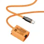 ZGCINE USB-C uz NP-FW50 dublējbaterijas kabelis ar apšūtu oranžu savienojumu stabilai kameras barošanai, ar USB-C PD ievadi un drošības aizsardzību