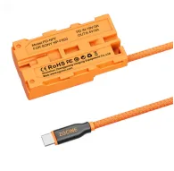 ZGCINE USB-C uz NPF dummy baterijas kabeļa adapteris ar 60 cm oranžu šķiedru kabeli, saderīgs ar Sony NF-F550, ar pārsprieguma un pārkaršanas aizsardzībuZGCINE USB-C uz NPF dummy baterijas kabeļa adapteris ar 60 cm oranžu šķiedru kabeli, saderīgs ar Sony NF-F550, ar pārsprieguma un pārkaršanas aizsardzību