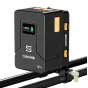 ZGCINE VM-VP3 V-Mount power plate with 100% battery display, USB-C PD and D-Tap outputs, mounted on a rail for camera rigs