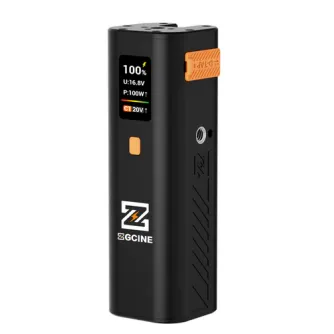 ZGCINE ZG-H50 baterijas gripa ar 65W USB-C PD ievadi/izvadi, D-Tap 14.8V portu un OLED displeju, kas rāda 100% uzlādes līmeni, spriegumu (16.8V), jaudu (100W) un 20V pieslēguma indikatoru