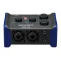 Zoom AMS-24 audio interface front view with two XLR/TRS combo inputs, two headphone outputs, and Music/Streaming mode switch for easy recording and live streaming.