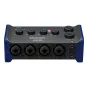 Аудиоинтерфейс Zoom AMS-44 с 4 комбинированными XLR/TRS входами, вид спереди, идеален для записи музыки и стриминга с индивидуальными регуляторами уровня сигнала
