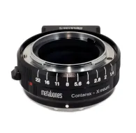 Metabones Contarex uz X-mount adapteris melnā matēta finišā ar diafragmas skalu no f/1.4 līdz f/22, sarkano diafragmas kontroles indikatoru un noņemamu statīva kāju.Metabones Contarex uz X-mount adapteris melnā matēta finišā ar diafragmas skalu no f/1.4 līdz f/22, sarkano diafragmas kontroles indikatoru un noņemamu statīva kāju.