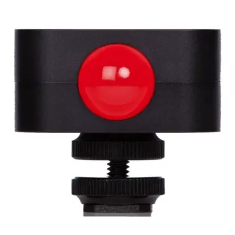 Skaarhoj Tally Light compact broadcast indicator with illuminated dual-LED status light, hot shoe mount for cameras, professional live production tally signal device