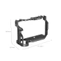 SmallRig aluminum camera cage for Nikon Z50II 4980B with ARRI-compatible top mount, cold shoe, and QD strap interfaces – side view with dimensions marked