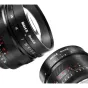 Meike 50mm f/0.95 E-mount objekts Sony E-mount kamerām - priekšējā un aizmugurējā skats ar ļoti ātru apertūru un manuālo fokusa kontroli