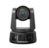 CineTreak CT-PT31K NDI 4K PTZ camera with advanced AI tracking and 31x optical zoom, front view showing lens with red ring and control panelCineTreak CT-PT31K NDI 4K PTZ camera with advanced AI tracking and 31x optical zoom, front view showing lens with red ring and control panel
