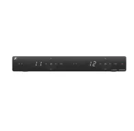 Приемник Sennheiser EM-XSW 1 с двумя каналами и встроенными антеннами, вид спереди с цифровыми дисплеями каналов и регулировочными элементами для надежной UHF передачи звука на живых выступлениях и презентацияхПриемник Sennheiser EM-XSW 1 с двумя каналами и встроенными антеннами, вид спереди с цифровыми дисплеями каналов и регулировочными элементами для надежной UHF передачи звука на живых выступлениях и презентациях