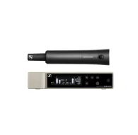 Sennheiser EW-D SKM-S wireless handheld microphone transmitter with mute button, alongside the EW-D EM digital UHF receiver featuring OLED display and XLR outputSennheiser EW-D SKM-S wireless handheld microphone transmitter with mute button, alongside the EW-D EM digital UHF receiver featuring OLED display and XLR output
