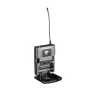 Sennheiser SK-XSW-A bodypack transmitter with extended antenna, LCD display, and mute switch for wireless lavalier microphone systems in 548–572 MHz frequency band