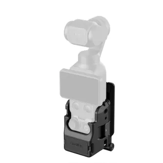 SmallRig multifunctional cage for DJI Osmo Pocket 4 with magnetic mount and folding base, featuring dual cold shoe mounts and 1/4-20 threaded accessory points