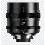 Thypoch Simera-C 16mm T1.9 ultraplatā kino lēca ar M montāžu, priekšējais skats ar diafragmas un fokusa gredzena detaļām