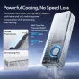 Ulanzi DT580 80Gbps M.2 NVMe SSD enclosure with advanced cooling system featuring dual-level smart fan, thermal pad, and cooling fins for high-performance data transfer