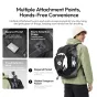 Ulanzi TP01 25L travel photography backpack with multiple external attachment points for hands-free convenience, featuring zippered pocket, elastic straps for trekking poles, and tripod retention strap for secure gear storage