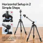 Ulanzi TT59 tripod with 180° rotating center column in horizontal mode setup, showing easy two-step adjustment for top-down photography and video recording