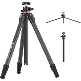 Ulanzi TZ01 2-in-1 carbon fiber tripod with extended legs and 360° ball head, featuring detachable mini tripod for versatile photography and videography