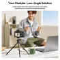 Ulanzi TZ01 modular carbon fiber tripod in low-angle setup with detachable center column for creative photography and videography