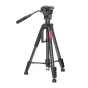 Ulanzi VT-02 vieglais statīvs ar 360° panorāmas galvu un noņemamu centrālo kolonnu, ar izstieptajām kājām un mikrofonu stiegu pievienojumu, ideāls fotogrāfijai un videofilmu uzņemšanai