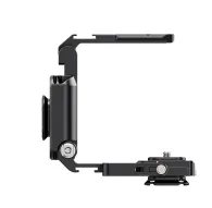 Ulanzi XJ01 folding handle rabbit cage with quick release plate, NATO rail, and cold shoe mount - side view of modular designUlanzi XJ01 folding handle rabbit cage with quick release plate, NATO rail, and cold shoe mount - side view of modular design