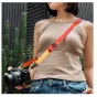 Falcam Maglink Quick Magnetic Buckle Shoulder Strap Lite V2 in red with adjustable length, worn around neck and shoulder for secure DSLR camera carrying