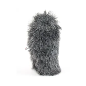 AZDEN SWS-15 faux fur slip-on cover for SMX-15 microphone, ultra-soft dark grey synthetic fur