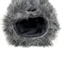AZDEN SWS-15 faux fur slip-on cover for SMX-15 microphone, soft grey synthetic fur exterior with snug fit design