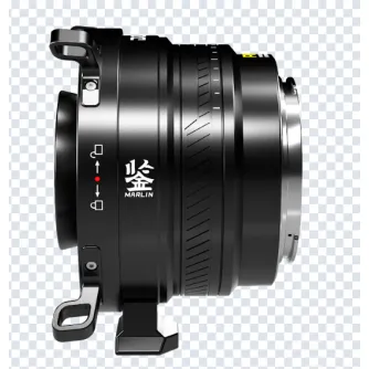 Адаптер DZOFILM Marlin 1.4x Expander для объективов Canon RF с прочным металлическим корпусом, кольцом фокусировки и небольшим рычажным механизмом, вид сбоку
