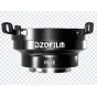 DZOFILM Octopus Adapter II PL-E black lens mount adapter for PL-mount cinema lenses to Sony E-mount cameras, top view highlighting sturdy metal handles and engraved branding.