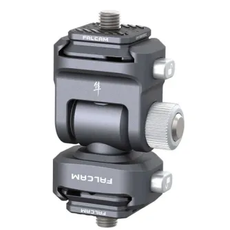 Falcam F22 Quick Release Dual Pan Head with 360° rotation and -60° to 90° tilt, black aluminum design, dual quick-release plates for camera accessories