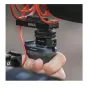 Falcam F22 Cold Shoe Mounting Base in black with Rode microphone attached, showcasing dual cold shoe functionality for versatile camera rig accessories